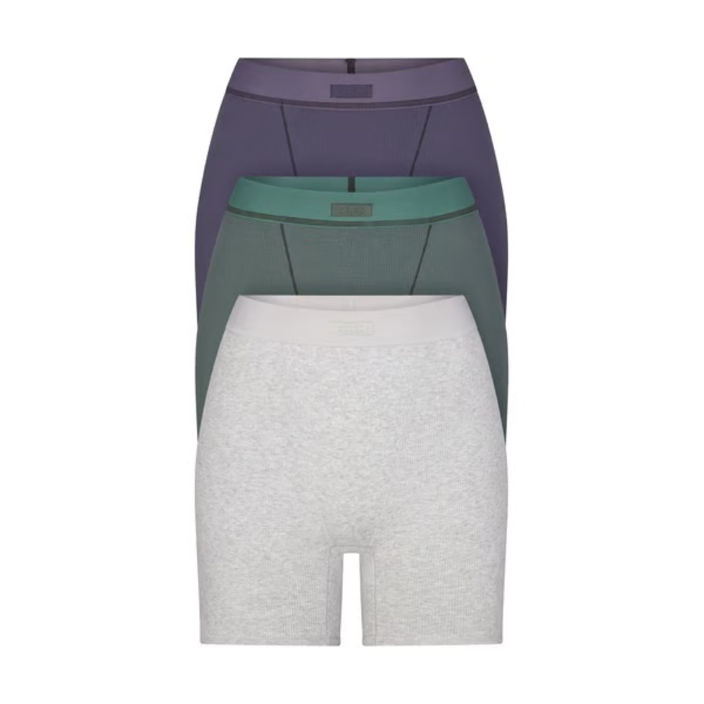SKIMS Cotton Rib Boxers XS - Malachite Multi